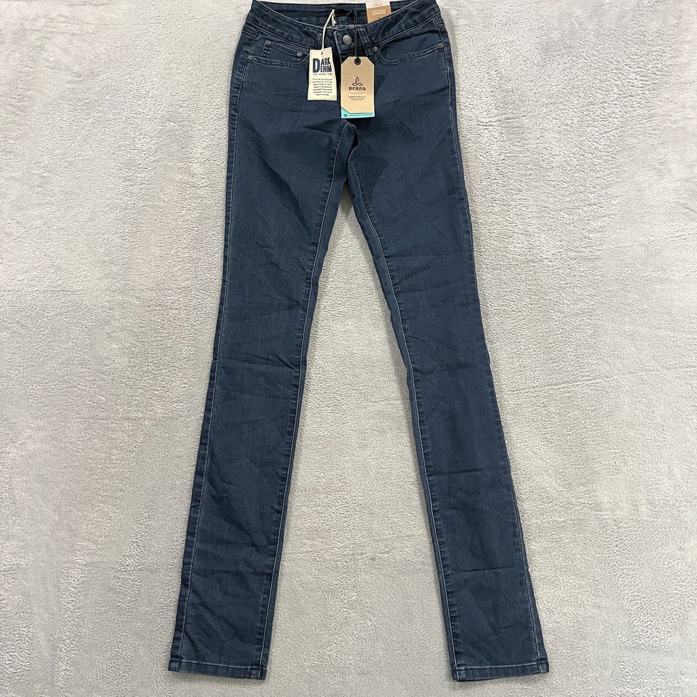 Prana Kayla Jean Women 00 24 Denim Stretch‎ Skinny Dark Low Rise Tall 36" Inseam